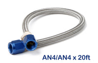 4AN - 20 FT HOSE, BLUE - NOS Stainless Steel Braided Hose -4AN 20-foot Blue