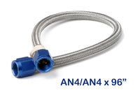 4AN - 8FT HOSE, BLUE - NOS Stainless Steel Braided Hose -4AN 8-foot Blue