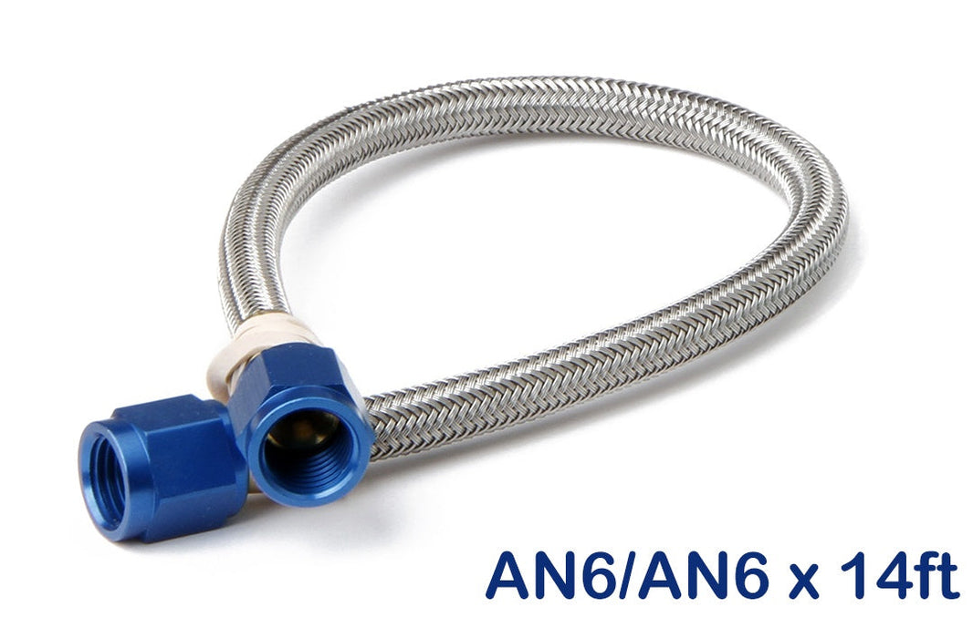 Tuyau tressé en acier inoxydable 6AN de 4,27 m (14 pi), bleu - Neuf