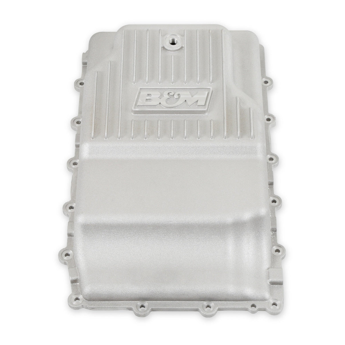 B&M Hi-Tek Heavy-Duty Deep Transmission Pan -  Ford 10R80 - Aluminum - Natural - Photo - out of package Side