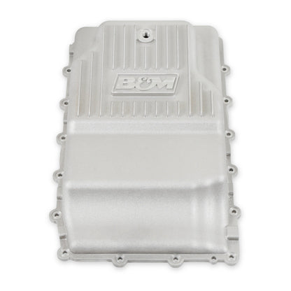 B&M Hi-Tek Heavy-Duty Deep Transmission Pan -  Ford 10R80 - Aluminum - Natural - Photo - out of package Side