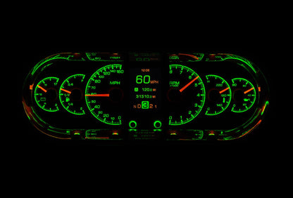Dakota Digital HDX Series Universal Rounded Rectangle Analog Gauge Kit Black Alloy Face with Large TFT Message Centre