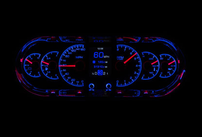 Dakota Digital HDX Series Universal Rounded Rectangle Analog Gauge Kit Black Alloy Face with Large TFT Message Centre