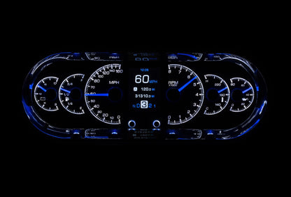 Dakota Digital HDX Series Universal Rounded Rectangle Analog Gauge Kit Black Alloy Face with Large TFT Message Centre