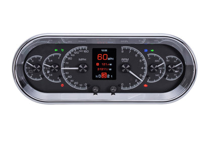 Dakota Digital HDX Series Universal Rounded Rectangle Analog Gauge Kit Black Alloy Face with Large TFT Message Centre