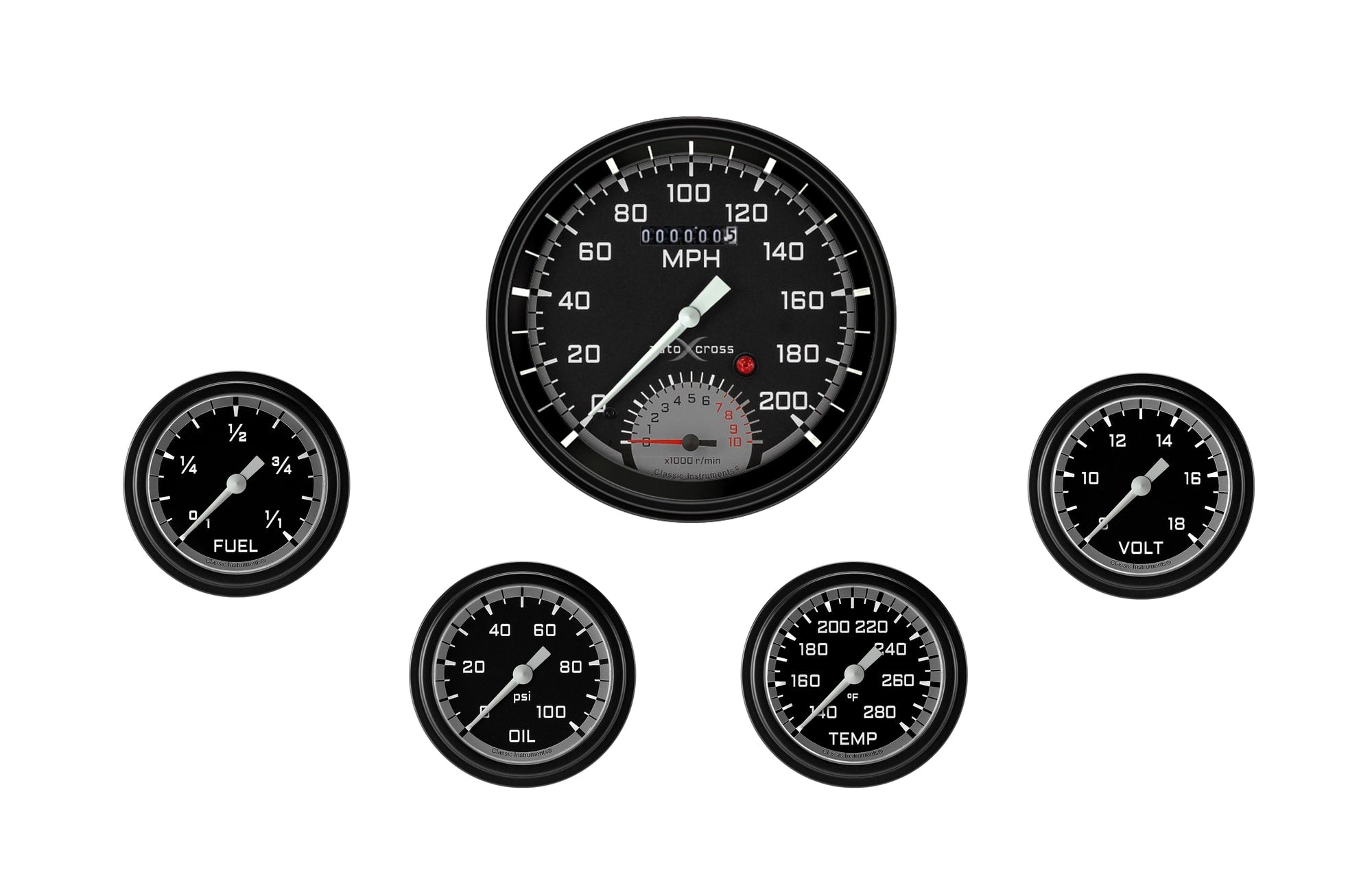 Universal Instruments Gray Card AutoCross Gray Five Gauge Set 365 | Classic Instruments |... – Billys ...