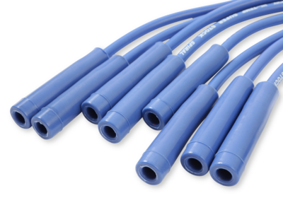 Jeu de câbles d'allumage - 8 mm - Universel - Câble bleu avec capuchons droits bleus