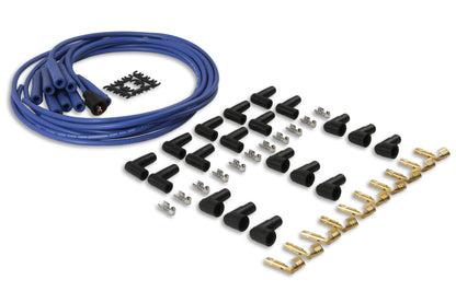 Jeu de câbles d'allumage - 8 mm - Câble bleu avec capuchons droits bleus