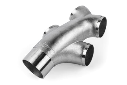 DUAL Y, MQB AWD, 3" TO 4X2.5", 304 CAST - APR Cast Stainless Steel Double Y Splitter - 76mm (3") to Quad 63.5mm (2.5")