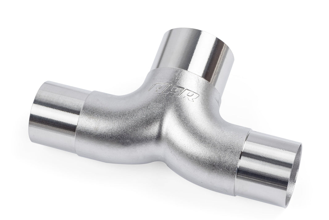 AXLEBACK 3" TO 2.5" T-PIPE, MACHINED CAS - APR Cast Stainless Steel T Splitter - 76mm (3") to Dual 63.5mm (2.5")