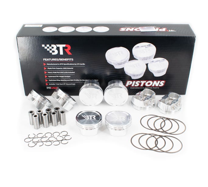 BTR Cp Piston & Ring Set - GEN III HEMI - 4.095" Bore - 4.050" Stroke - 6.125" Rod - 12CC Dish