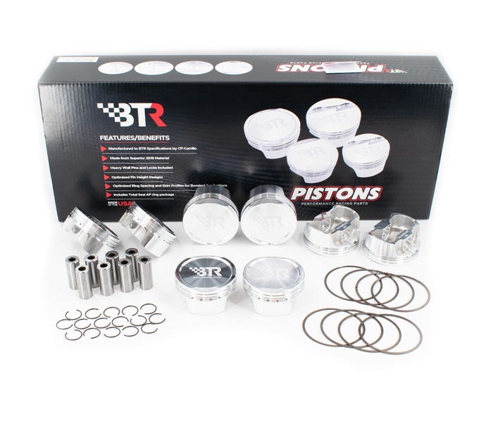 BTR Cp Piston & Ring Set - GEN III HEMI - 4.090" Bore - 4.050" Stroke - 6.125" Rod - 12CC Dish
