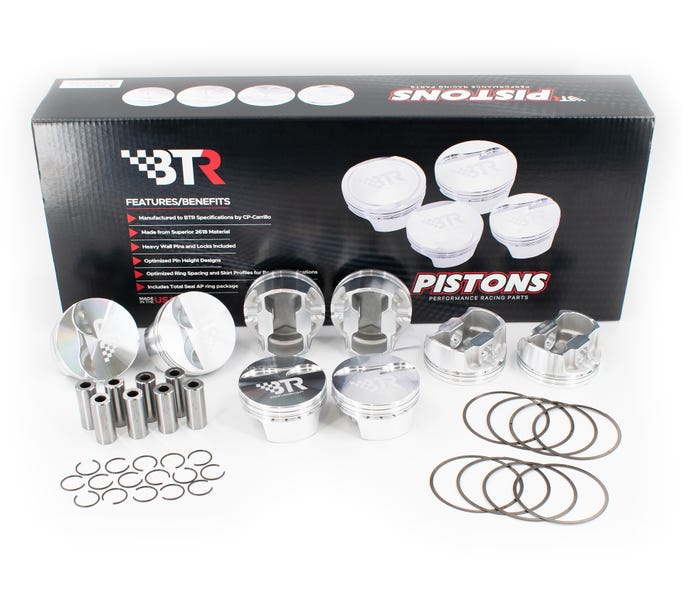 BTR CP PISTON & RING SET - GEN III/IV LS - 4.070" BORE - 4.000" STROKE - 6.125" ROD - 2CC FLAT TOP - BTRCP-LS40701105-FT-8