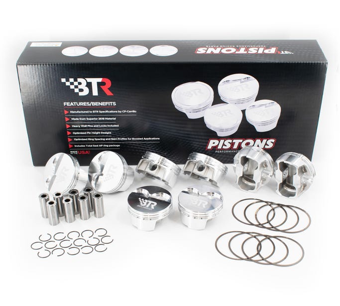 BTR Cp Piston & Ring Set - GEN V LT Port Injection - 4.070" Bore - 4.000" Stroke - 6.125" Rod - 3CC Flat Top