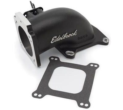 Edelbrock Low Profile Intake Elbow - 90MM Throttle Body to Square Bore Flange - Black - 38483