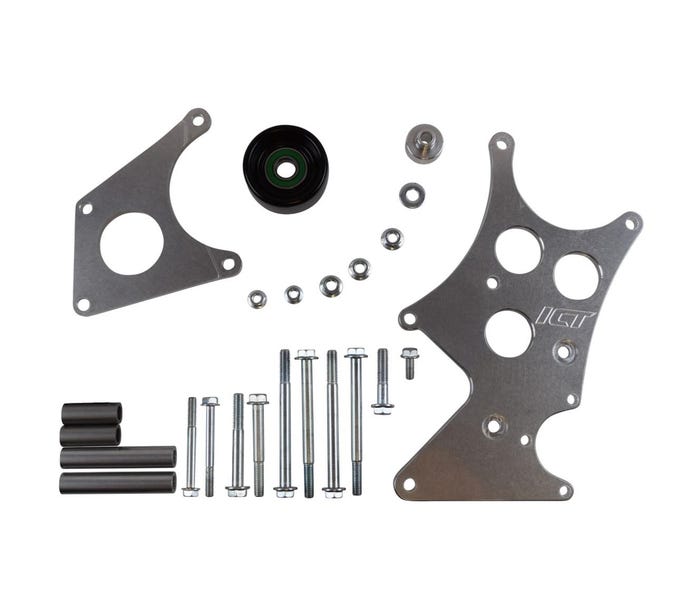 ICT Billet Alternator & Power Steering Bracket Kit - Turbo Applications - High Mount - C5/SS Sedan/G8/04-06 CTS-V Balancer - 551362-1