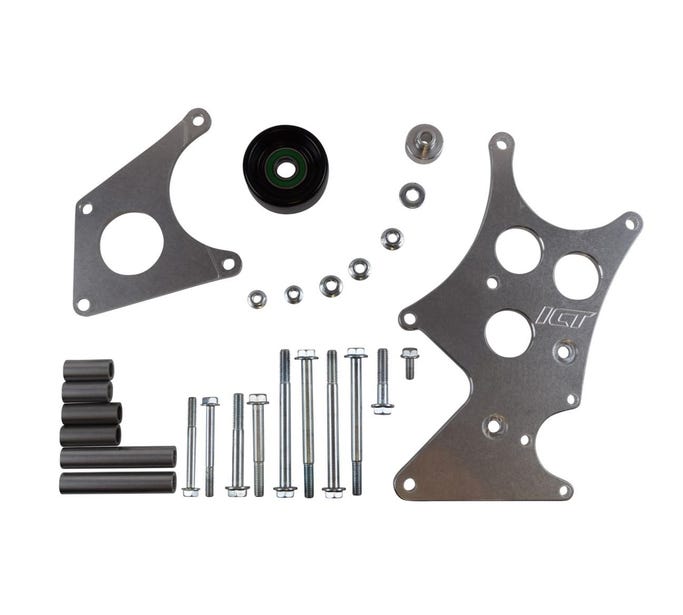ICT Billet Alternator & Power Steering Bracket Kit - High Mount - LS Truck/2010-15 Camaro Balancer - 551362-3