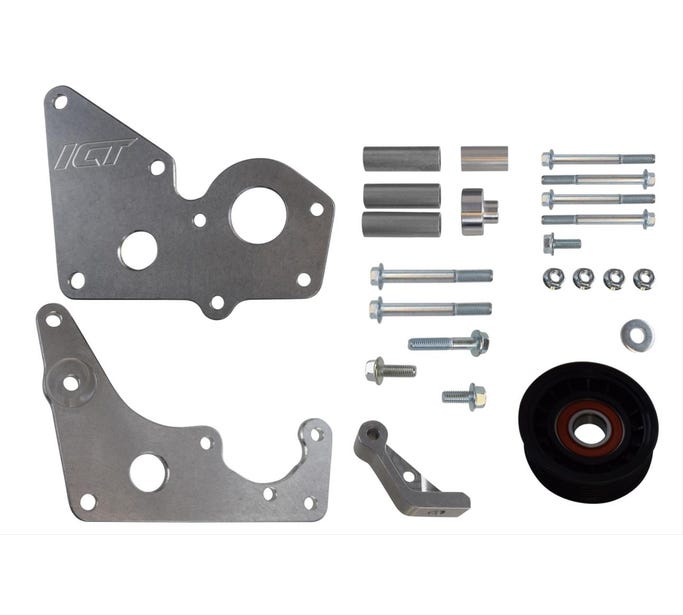 ICT Billet Power Steering Bracket Kit - Uses LS1 Water Pump - C5/SS Sedan/G8/04-06 CTS-V Balancer - 551751-1