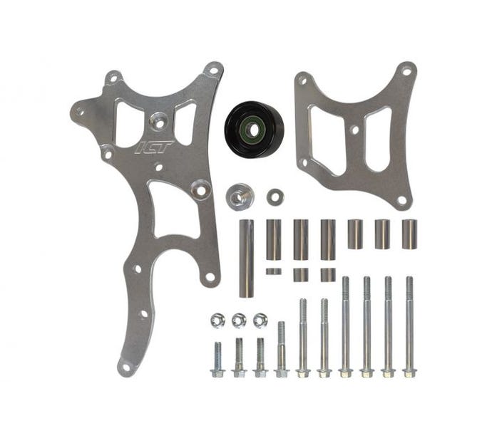 ICT Billet Alternator & Power Steering Bracket Kit - LS Truck/2010-15 Camaro Balancer - 551777