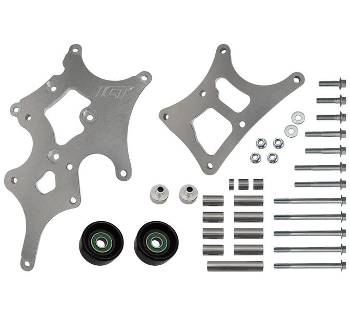 ICT Billet Alternator & Power Steering Bracket Kit - for LSA Superchargers - LS Truck/2010-15 Camaro Balancer - 551787A-3