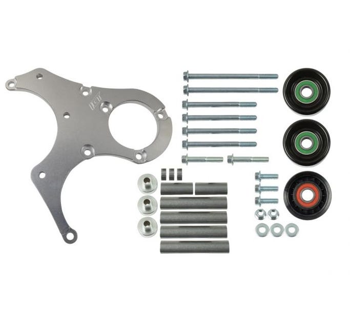 ICT Billet Alternator & Power Steering Bracket Kit - for Foxbody Mustang - LS Truck/2010-15 Camaro Balancer - 551791-3