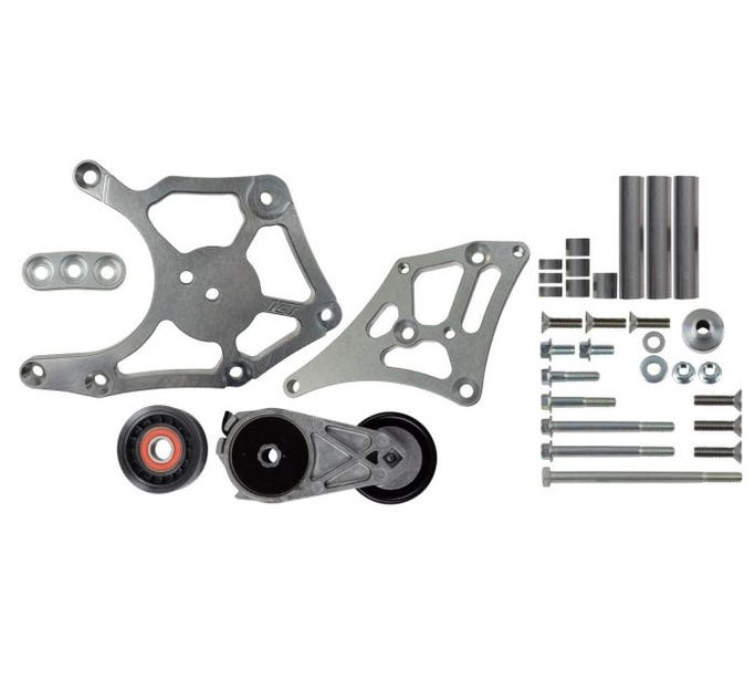 ICT Billet A/C Alternator & Power Steering Bracket Kit - for Foxbody Mustang - LS Truck/2010-15 Camaro Balancer - 551795-3