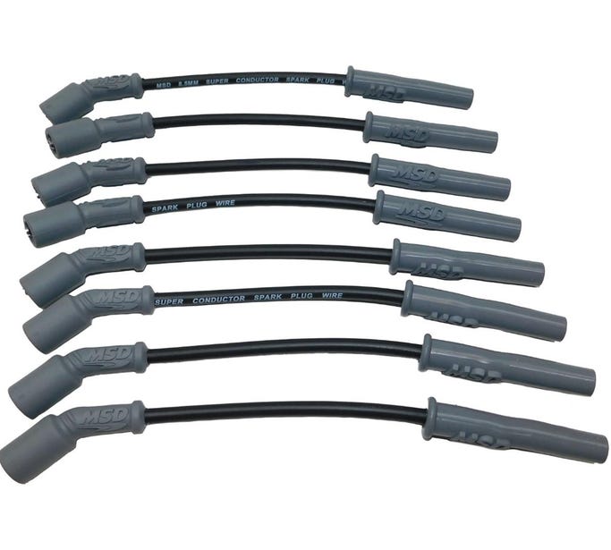 MSD Ignition 8.5MM Super Conductor Spark Plug Wires; 12" Long, Truck, Color = Black