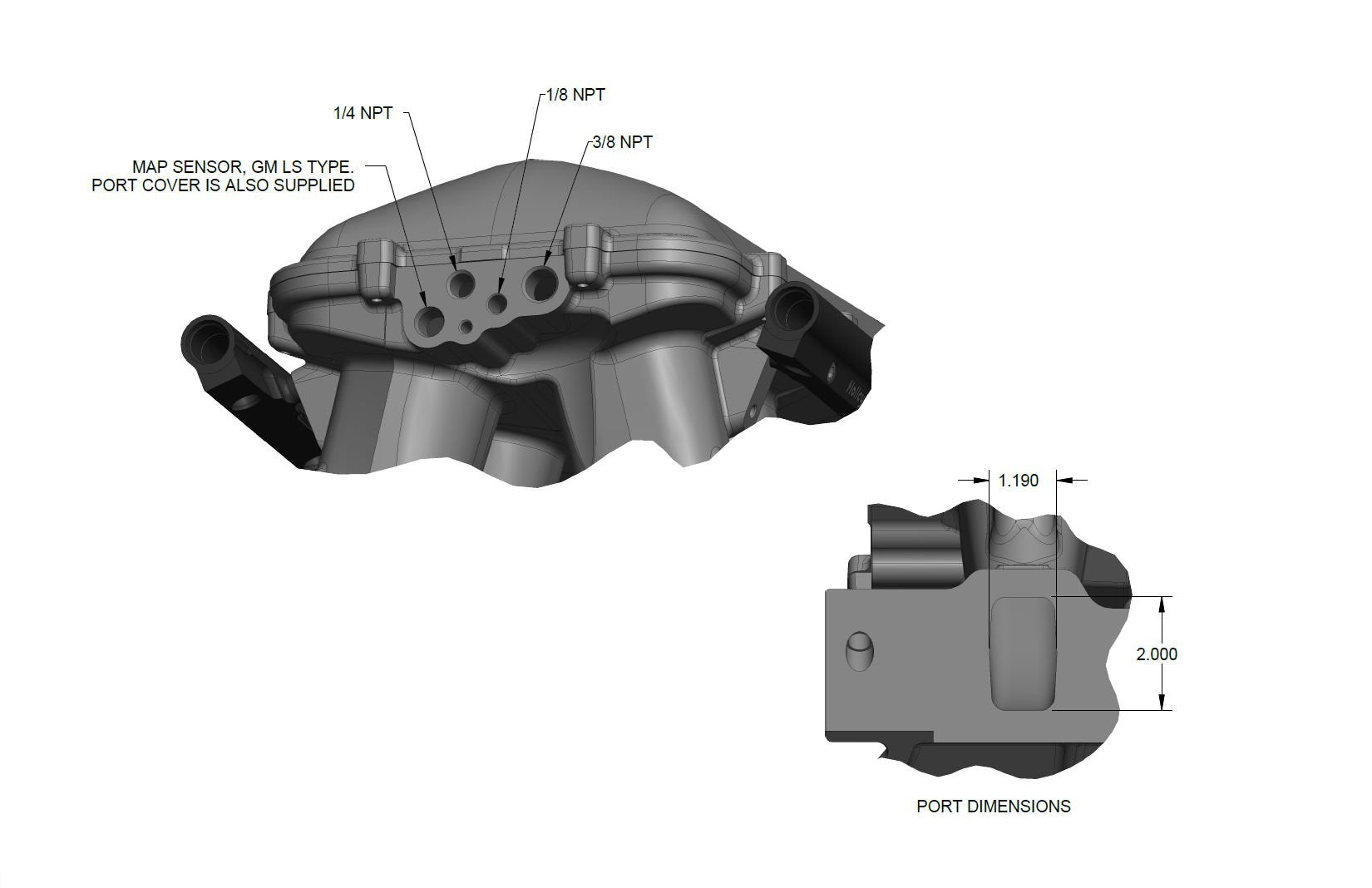 351W Ford Hi-Ram EFI Manifold with Side Mount Top - Photo - out of package Front