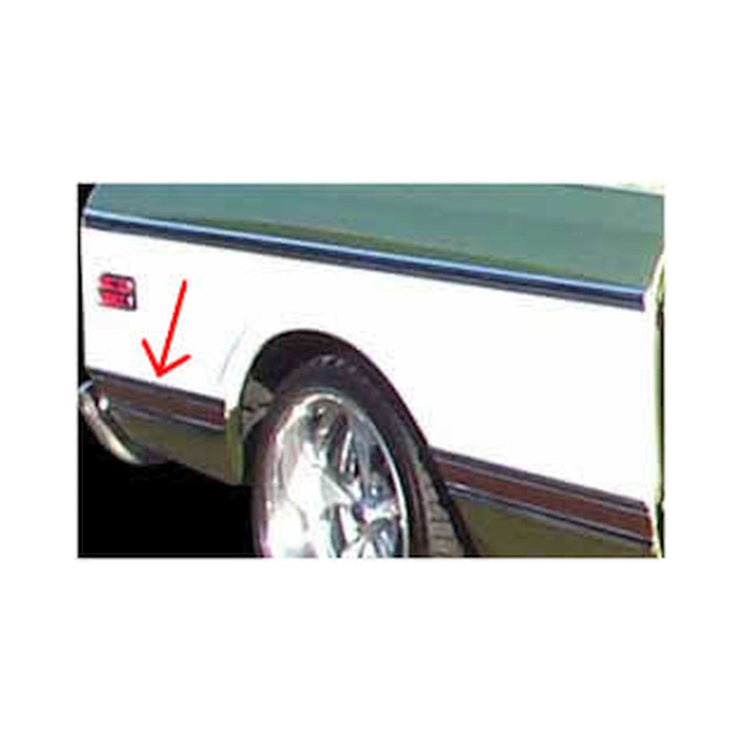 69-72 CHVY BED MOLDING OF WHEEL-BLK - Brothers Trucks  Bedside Molding - Rear Of Wheel - Longbed - Black -Right