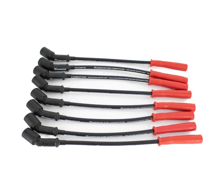 Magnecor Spark Plug Wire Set - 12" Long - 45° Coil Boot - 180° Flex Plug Boot - Black - 85267B