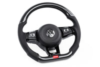 STEERING WHEEL, SILVER STITCHING, NON-PA - APR Steering Wheel - Carbon Fiber & Perforated Leather - MK7 Golf R Silver (For use without Paddles)