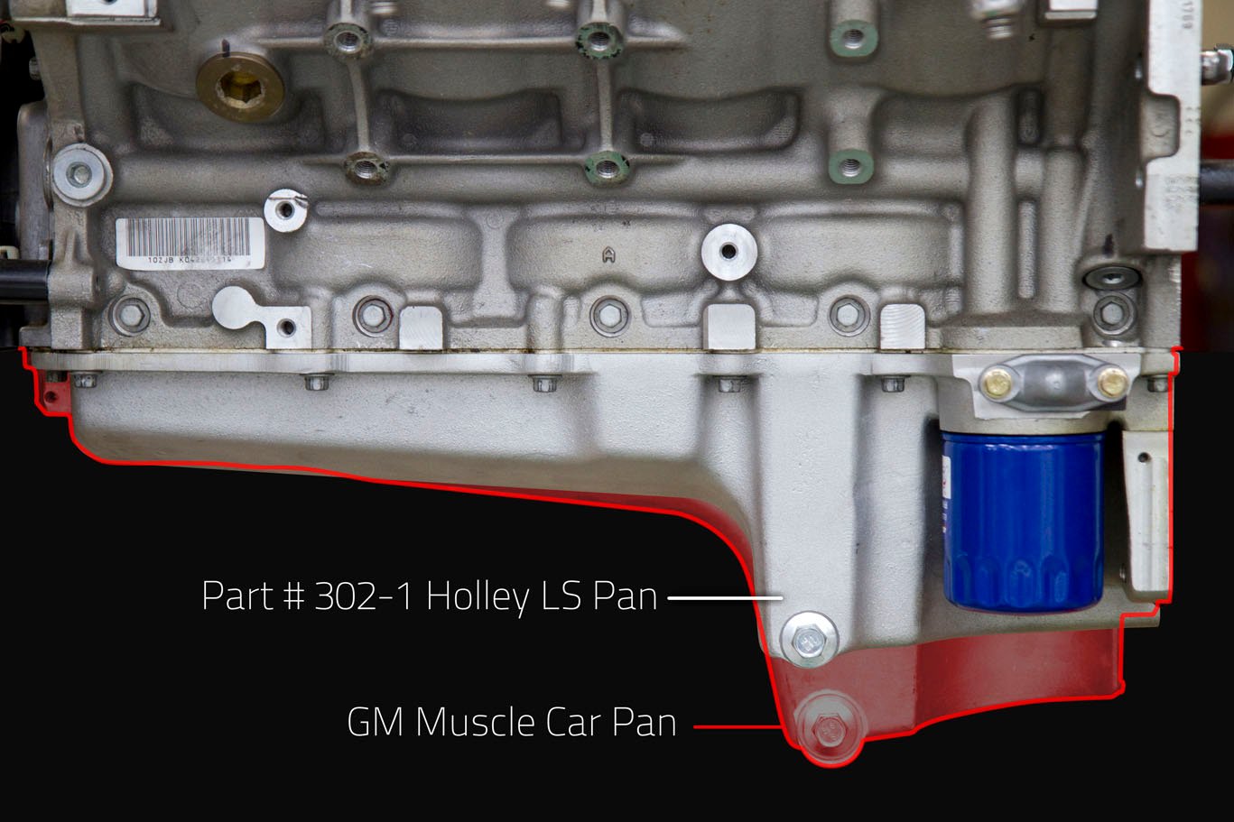 Holley GM LS Swap Oil Pan - Black - Photo - out of package Back
