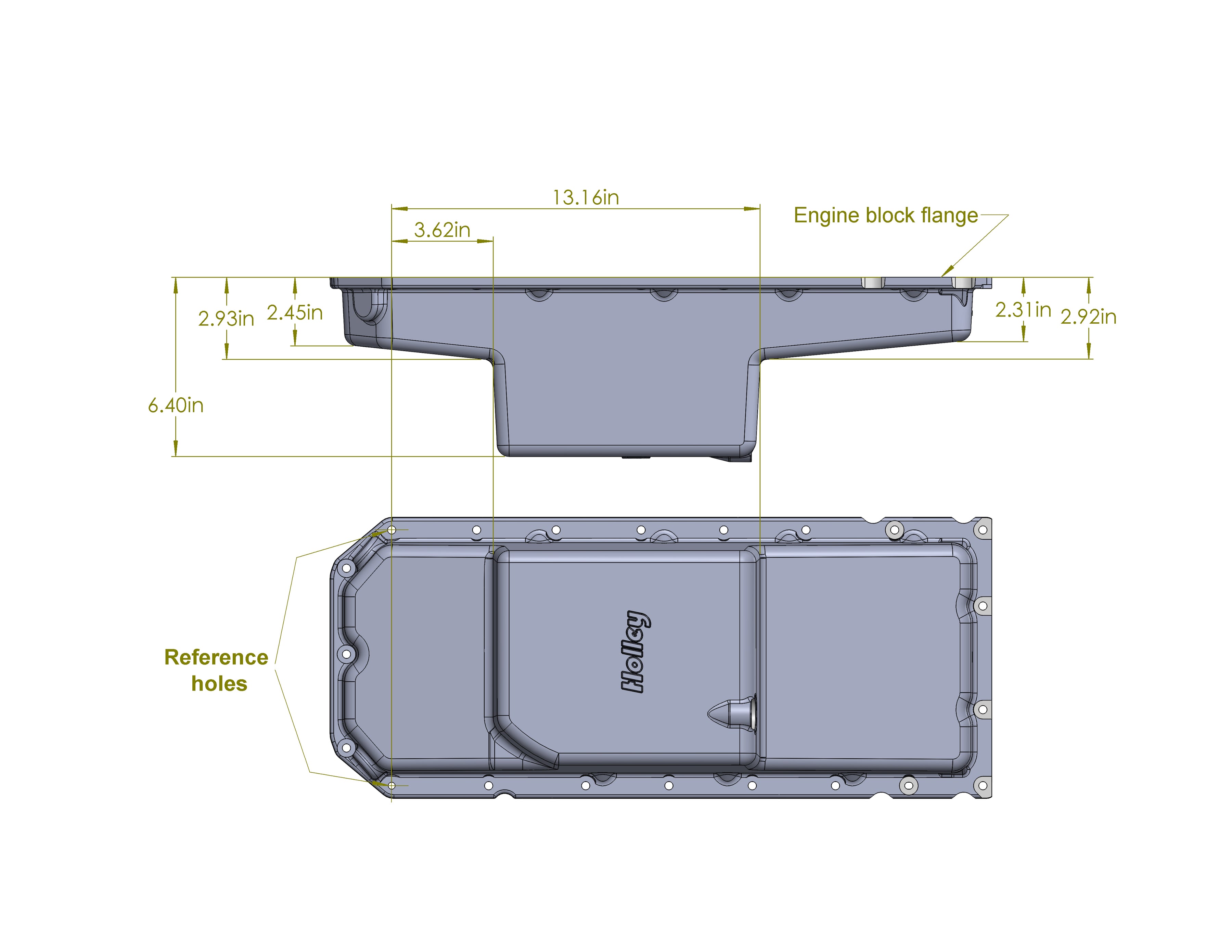 Holley Gen III Hemi Swap Oil Pan - Mid-Sump - Hellcat - Black - Photo - out of package Bottom