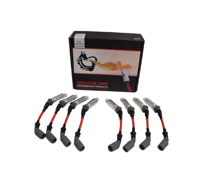 Dragon Fire Performance 40 Ohm Plugwires - Red - for High Valve Cover Mounting