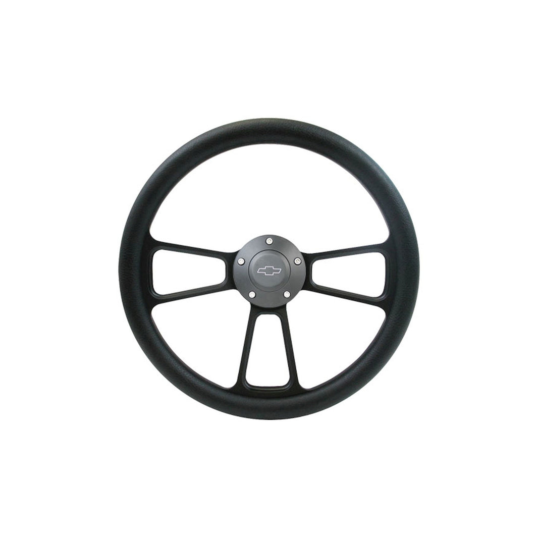 47-87 CHVY CUSTOM STEERING WHEELS / BLK - Brothers Trucks Steering Wheel - Custom - Black/Black - Bowtie