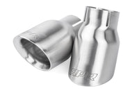 TIP KIT, DBL WALL, 3.5" X 2.5", BRUSH - APR Double-Walled 3.5" Slash-Cut Tips (Brushed Silver) - Set of 2