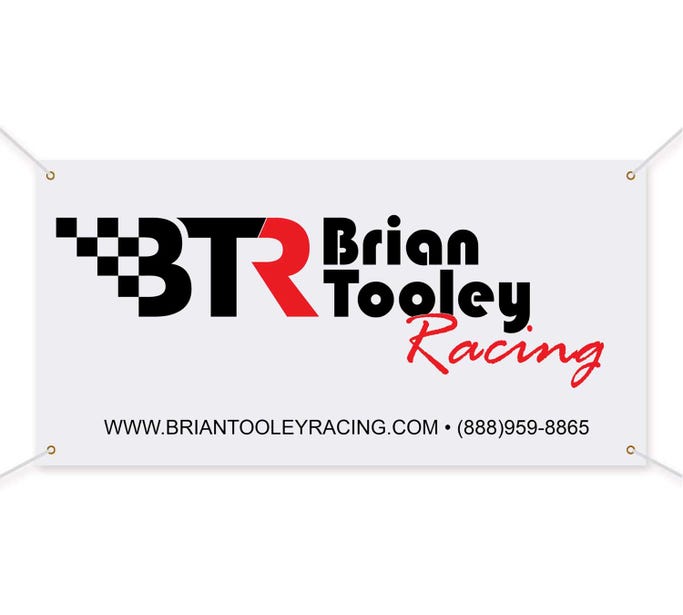 BTR 3' X 8' White Retro Logo Banner